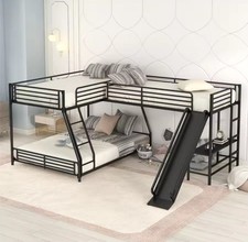 Bunk Beds with Slide,Metal