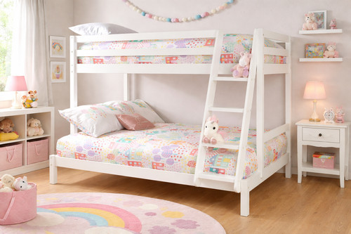 Triple wooden bunk bed grey - wooden,